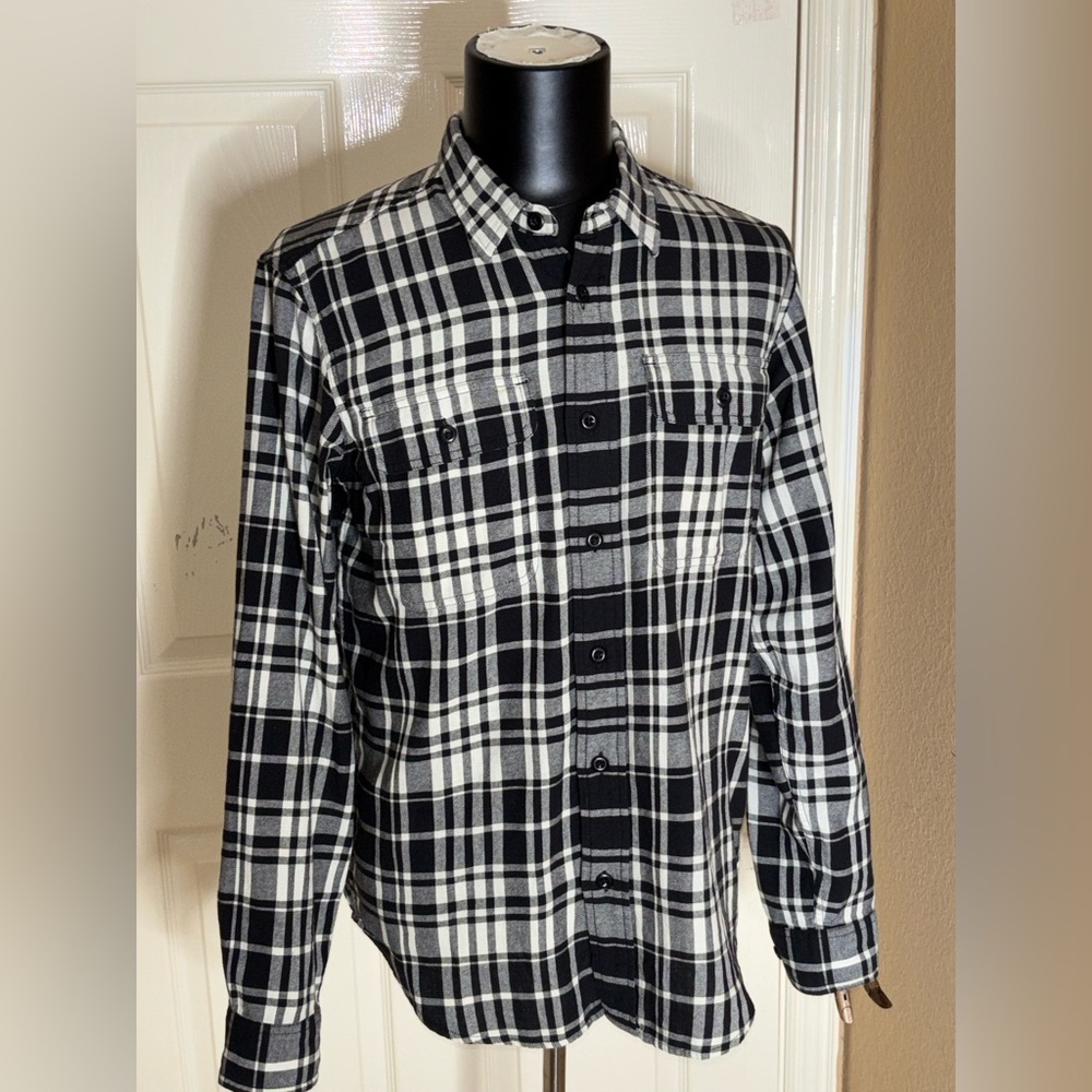 Filson Scout Shirt Black Cream Plaid Cotton Shirt Men's Size Medium​​